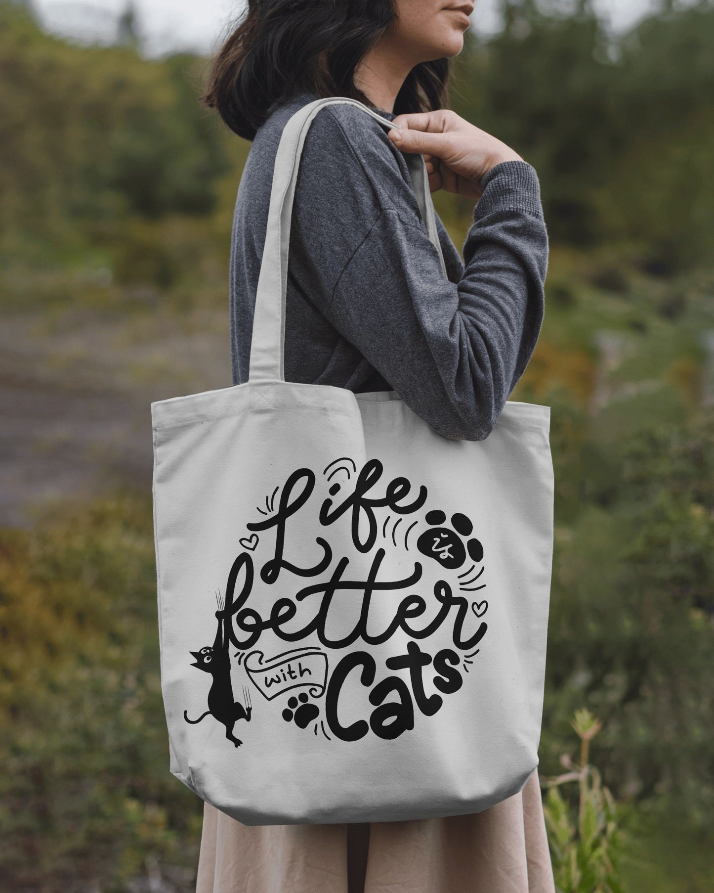 Cat Tote Bag | Eco-Friendly Reusable Tote Bag | Cat Lover Gift | Cat Mom Accessories | Pet Themed Shopping Bag