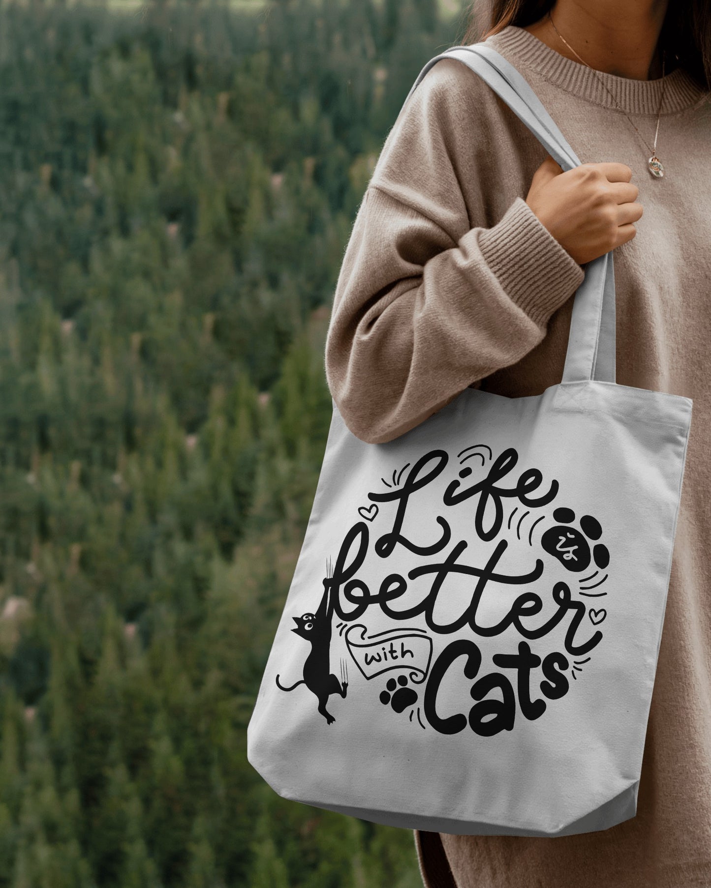 Cat Tote Bag | Eco-Friendly Reusable Tote Bag | Cat Lover Gift | Cat Mom Accessories | Pet Themed Shopping Bag